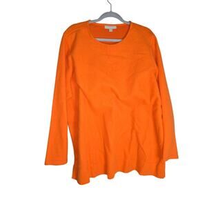 Woman Within 1X 22/24 Plus Size Bright Orange Sweater Soft Layering Loungewear